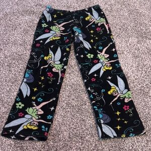 Disney Black Tinker Bell Fleece Pajama Pants with Multicolor Fairies